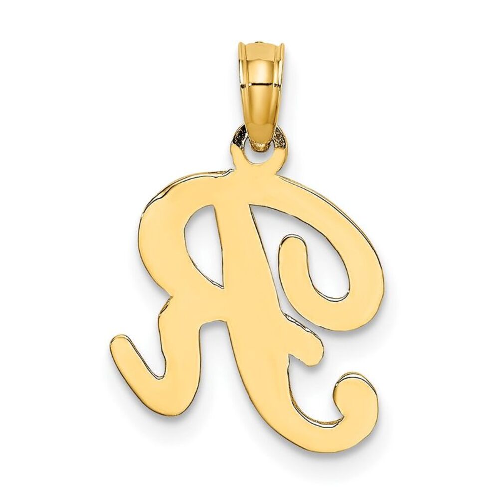 10k Yellow Gold Polished R Script Initial Charm - image 4
